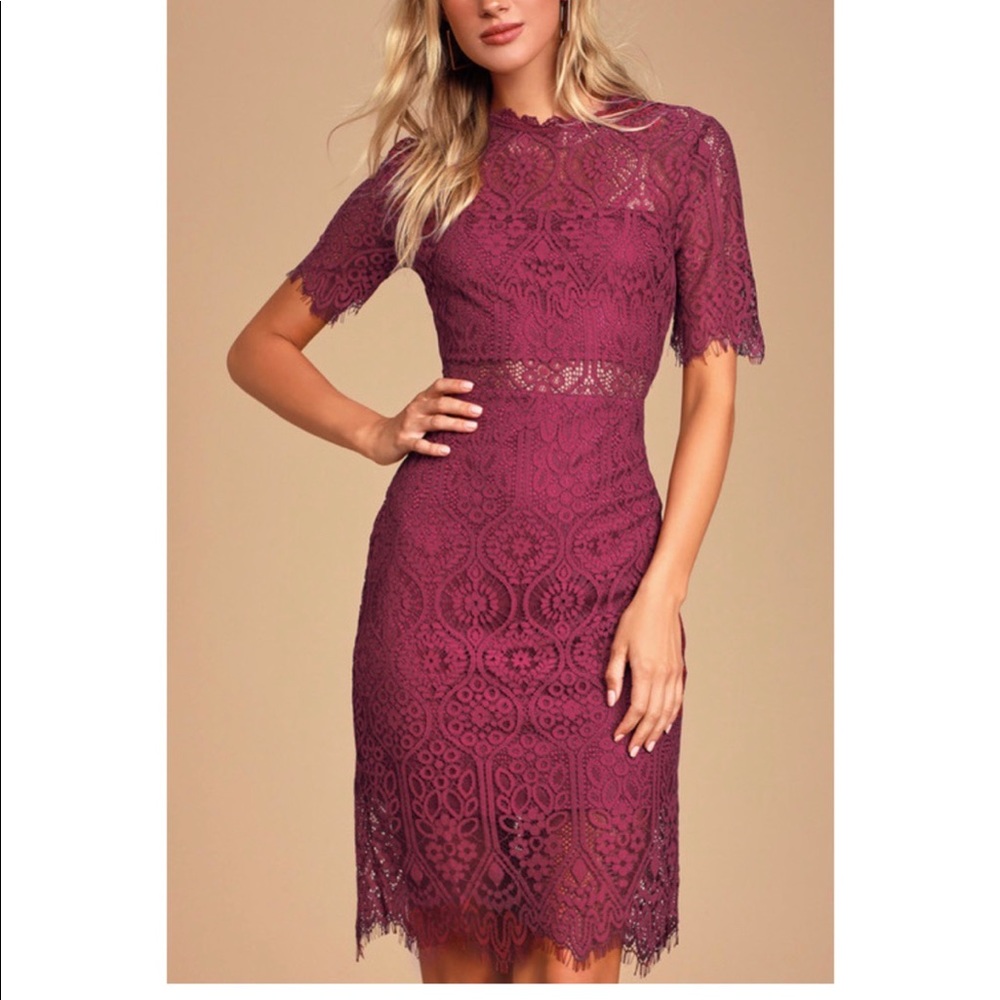 Lulu’s Remarkable Burgundy Lace Dress XL